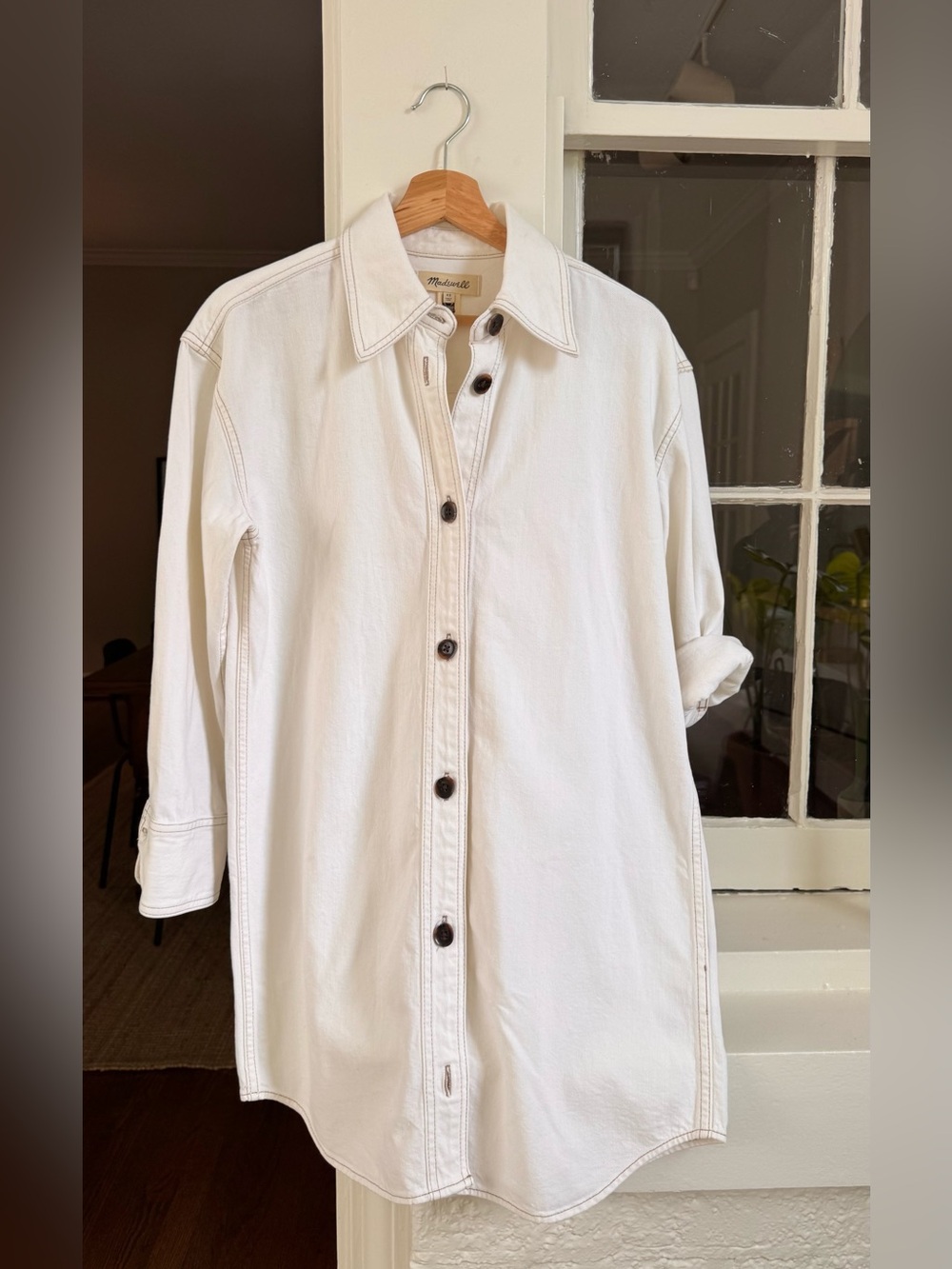 Madewell Off-White Denim Shirt Jacket XS Oversized Overshirt 100% Cotton NWOT
